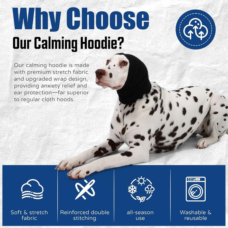 AOOLMOL Dog Calming Hoodie Quiet Head Cover Sleeves Anxiety Relief/Noise Protection - Grooming - Thunder - Fireworks - Image 2